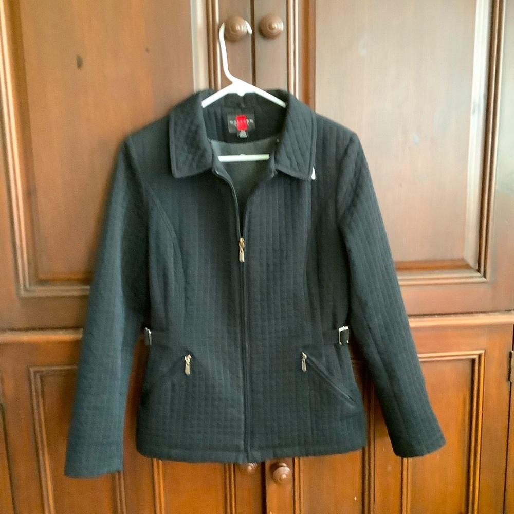 Gallery Women's Black Quilted Jacket Coat, Women’s Size Petite Medium